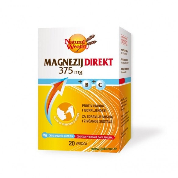 Natural Wealth Magnezij direkt 375 mg + B + C 20+10 vrećica PROMO