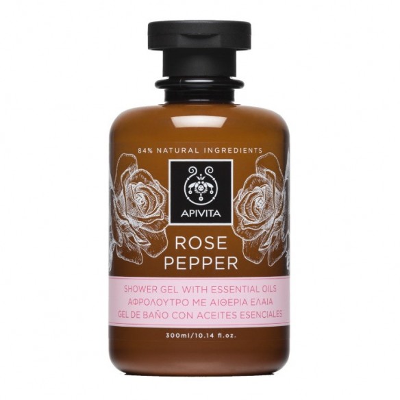 Apivita ROSE PEPPER shower gel with essential oils