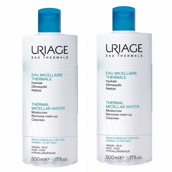 Uriage Termalna micelarna voda 2x500 ml za čišćenje normalne/suhe kože