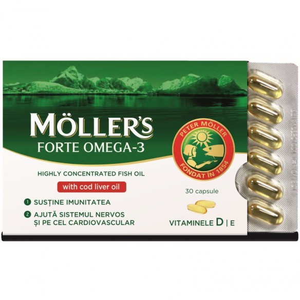 Ofertă Pachet Cod Liver Oil Omega 3 Lămâie și Capsule Cadou, Moller's