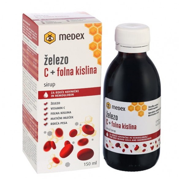 Medex Sirup Željezo + C vitamin + folna kiselina u mednom sirupu