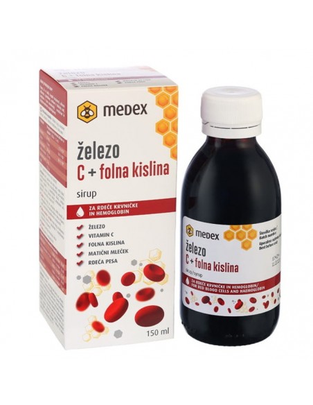 Medex Sirup Željezo + C vitamin + folna kiselina u mednom sirupu Medex Sirup Željezo + C vitamin + folna kiselina u mednom sirupu