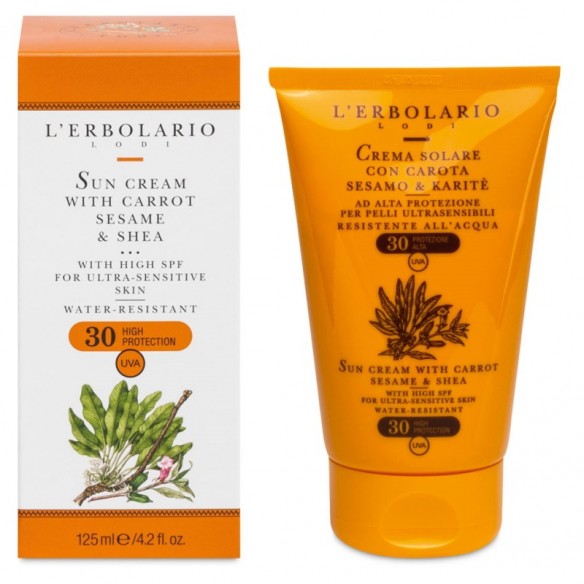 Lerbolario Sun Krema za sunčanje s mrkvom, sezamom i karite maslacem SPF 30