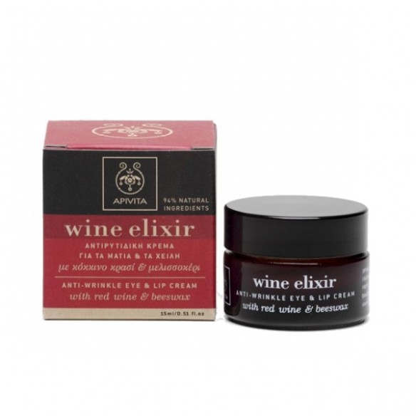 Apivita WINE ELIXIR krema protiv bora za usne i podrucje oko ociju sa pcelinjim voskom i crvenim vinom