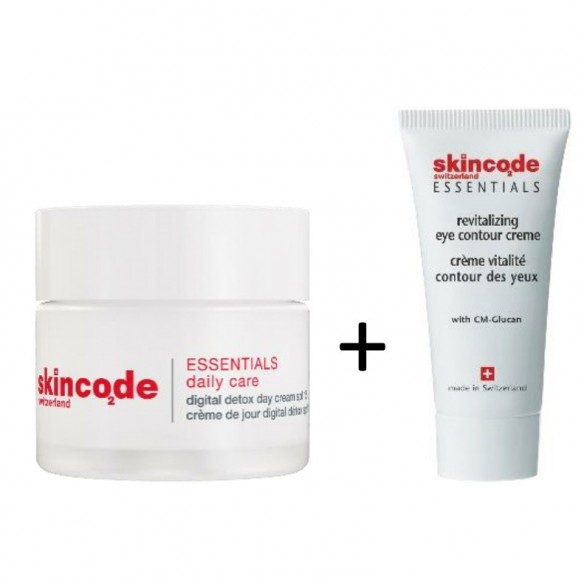Skincode Digital Detox Day Cream SPF 15 + Revitalizirajuća krema za oči 7 ml
