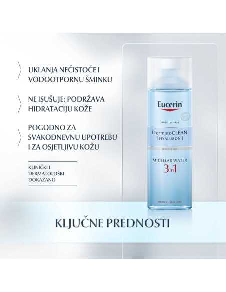 Eucerin DermatoCLEAN [HYALURON] 3u1 micelarna otopina za čišćenje lica