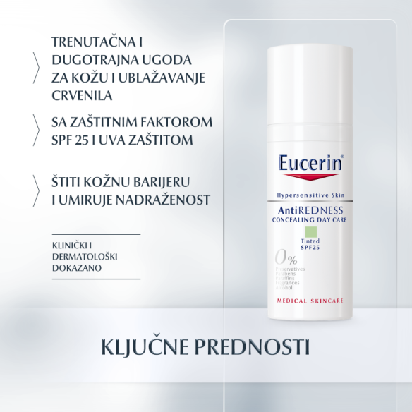 Eucerin AntiREDNESS dnevna krema protiv crvenila sa zelenim pigmentom SPF 25 69743 Eucerin AntiREDNESS dnevna krema protiv crvenila sa zelenim pigmentom SPF 25 69743