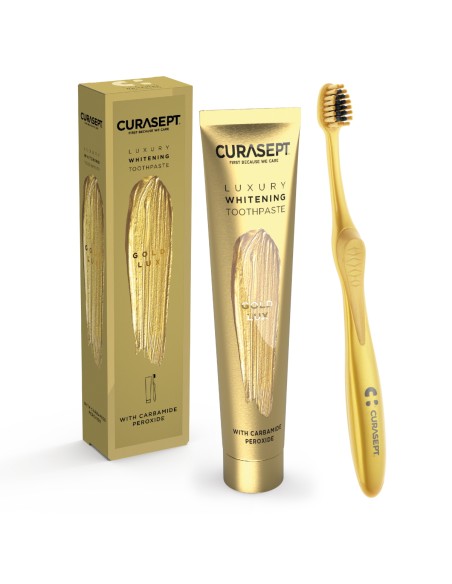 Curasept Gold Luxury zubna pasta za izbjeljivanje + četkica Curasept Gold Luxury zubna pasta za izbjeljivanje + četkica