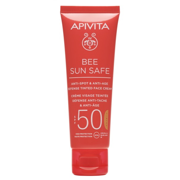 Apivita Bee sun Safe Tonirana Krema za lice protiv mrlja i starenja SPF 50