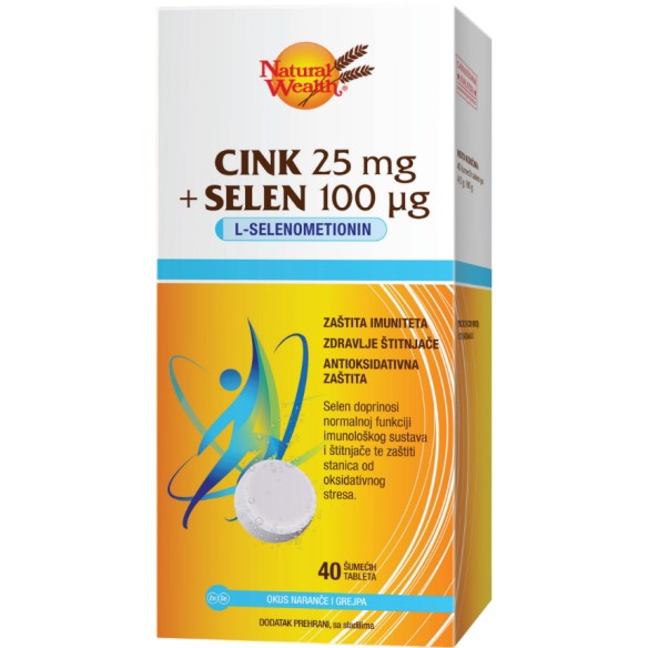 Natural Wealth Cink 25 mg + Selen 100 μg šumeće tablete