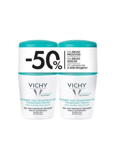 Vichy Deodorant Roll-on dezodorans protiv prekomjernog znojenja do 48h Duo Promo pakiranje