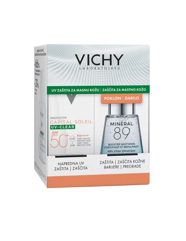 Vichy Capital Soleil UV-Clear Fluid za zaštitu od sunca protiv nepravilnosti SPF50+ + Mineral 89 Booster 30 ml