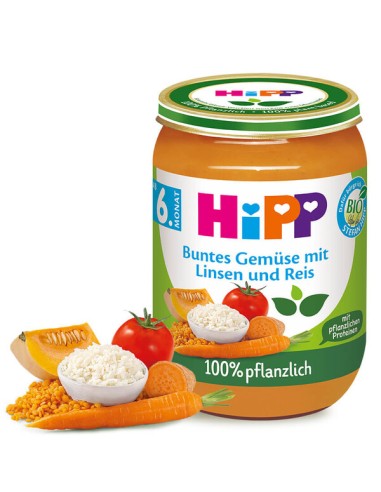 Hipp Kašica Povrće s lećom, rižom i proteinima graška (DA60501)