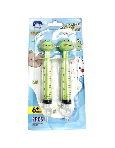 Šprica Žabica s patentiranim nastavkom za nježno i sigurno čišćenje dječjih nosića Šprica Žabica s patentiranim nastavkom za nježno i sigurno čišćenje dječjih nosića