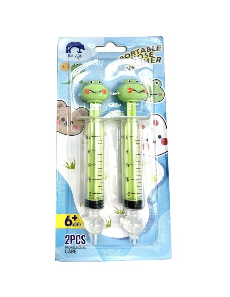 Šprica Žabica s patentiranim nastavkom za nježno i sigurno čišćenje dječjih nosića Šprica Žabica s patentiranim nastavkom za nježno i sigurno čišćenje dječjih nosića