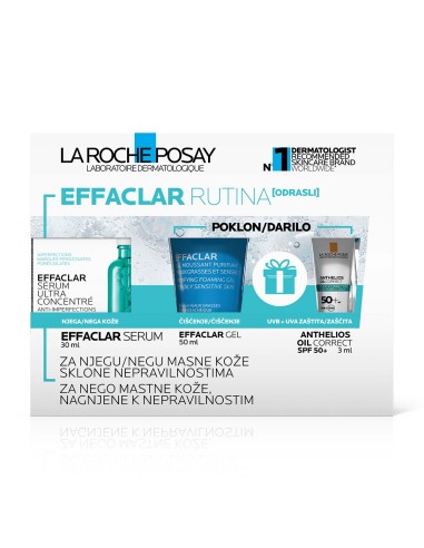 La Roche-Posay Effaclar ultra koncentrirani serum 30 ml + Anthelios Oil Correct 3 ml + Gel 50 ml