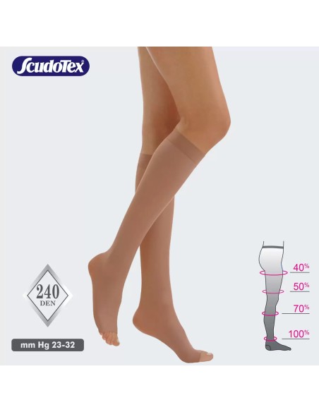 Scudotex Preventivne kompresivne dokoljenke 240 DEN otvoreni prsti 834 Scudotex Preventivne kompresivne dokoljenke 240 DEN otvoreni prsti 834