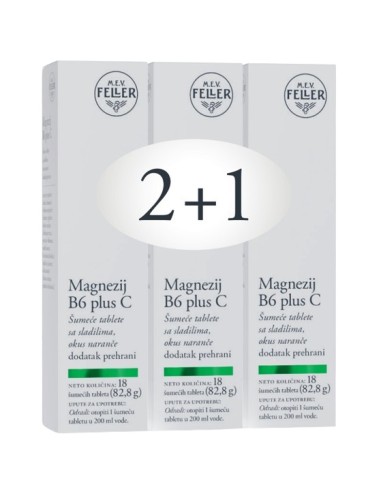 M.E.V. Feller Magnezij B6 plus C šumeće tablete 2 + 1 Promo pakiranje