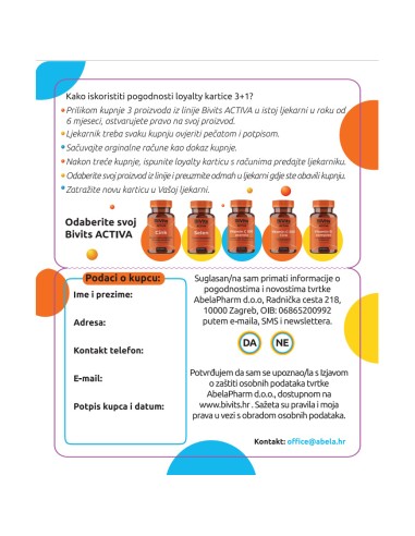 Bivits 3+1 Kartica vjernosti