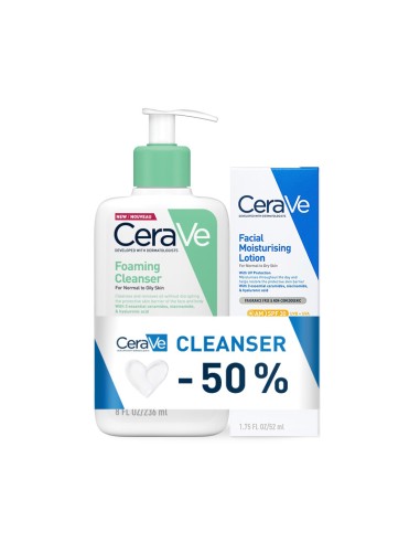 CeraVe Pjenušavi gel za čišćenje + CeraVe Hidratantna njega za lice SPF30 Promo pakiranje
