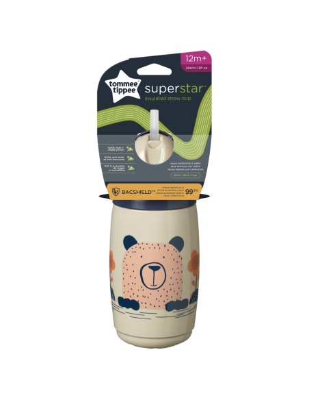 Tommee Tippee Superstar Insulated Termo čaša sa slamkom Bež Tommee Tippee Superstar Insulated Termo čaša sa slamkom Bež