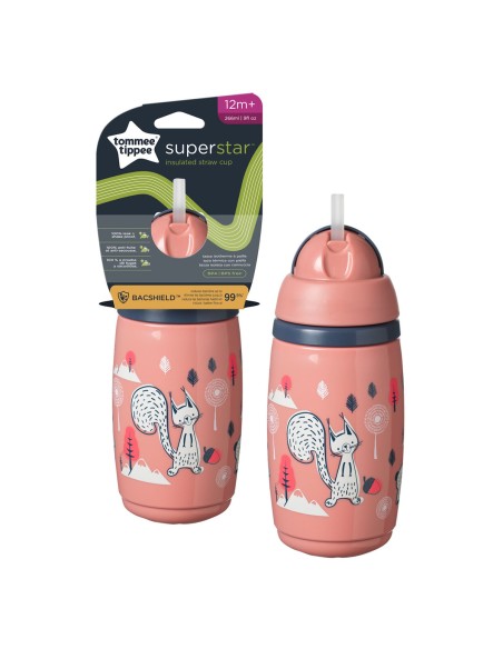 Tommee Tippee Superstar Insulated Termo čaša sa slamkom Losos Tommee Tippee Superstar Insulated Termo čaša sa slamkom Losos