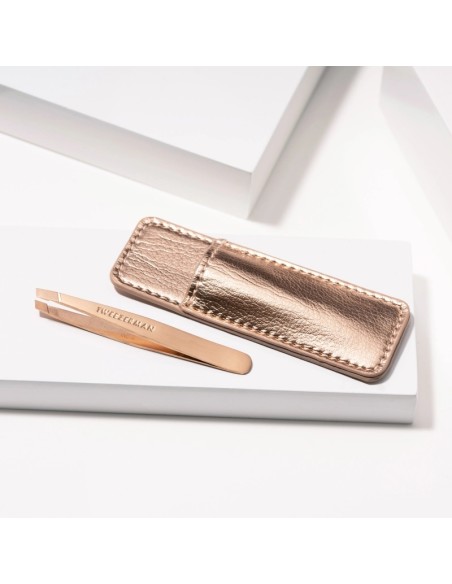 Tweezerman Rose Gold Mini Slant & Case Mini pinceta s kosim vrhom Rose gold i etui
