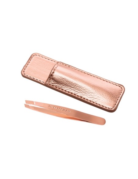 Tweezerman Rose Gold Mini Slant & Case Mini pinceta s kosim vrhom Rose gold i etui