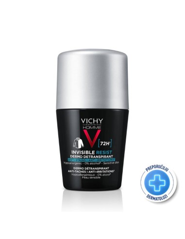 Vichy Homme Invisible resist 72h* Dermo detranspirant Protiv mrlja i nadraženosti Vichy Homme Invisible resist 72h* Dermo detranspirant Protiv mrlja i nadraženosti