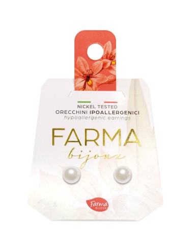 Farma Bijoux Hipoalergene naušnice Pearl White, 6 mm