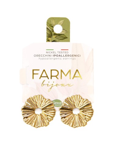 Farma Bijoux Hipoalergene naušnice Wavy Gold, 18 mm