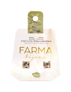 Farma Bijoux Hipoalergene naušnice Crystal Carre, 6 mm