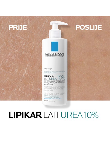 La Roche-Posay Lipikar Lait Urea 10% Hidratacijski losion s trostrukim djelovanjem za vrlo suhu i hrapavu kožu La Roche-Posay Lipikar Lait Urea 10% Hidratacijski losion s trostrukim djelovanjem za vrlo suhu i hrapavu kožu