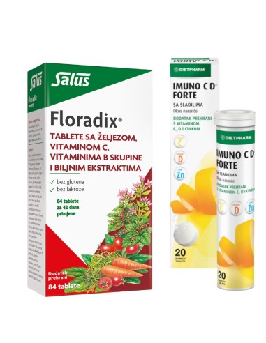 Dietpharm Floradix tablete + POKLON Imuno CD Forte šumeće tablete