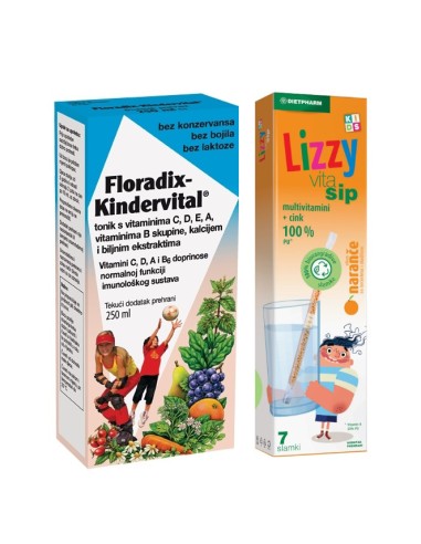 Dietpharm Floradix Kindervital tonik + POKLON Lizzy Vitasip multivitaminske slamke