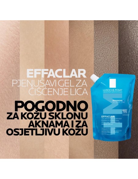 La Roche-Posay EFFACLAR Pjenušavi gel za čišćenje masne, osjetljive kože sklone aknama + Refill pakiranje Promo pakiranje