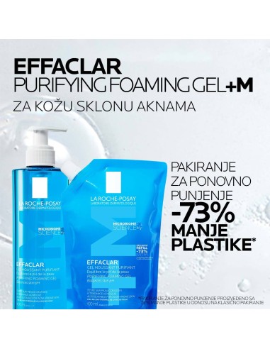 La Roche-Posay EFFACLAR Pjenušavi gel za čišćenje masne, osjetljive kože sklone aknama + Refill pakiranje Promo pakiranje