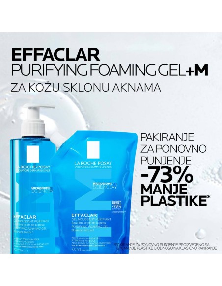 La Roche-Posay EFFACLAR Pjenušavi gel za čišćenje masne, osjetljive kože sklone aknama + Refill pakiranje Promo pakiranje