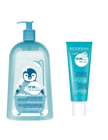 Bioderma ABCDerm Pjenušavi gel 1000 ml + Peri-Oral krema za nadraženu kožu oko usta