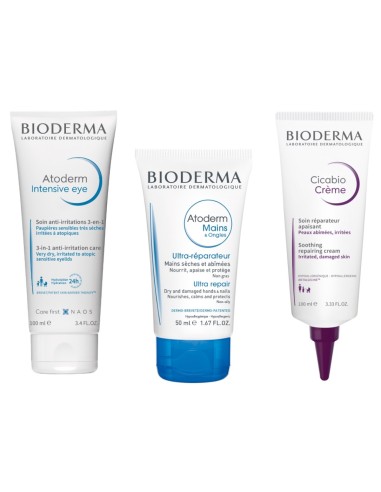 Bioderma Atoderm Intensive Eye 3u1 njega + Atoderm Mains and Ongles krema za ruke + Cicabio krema