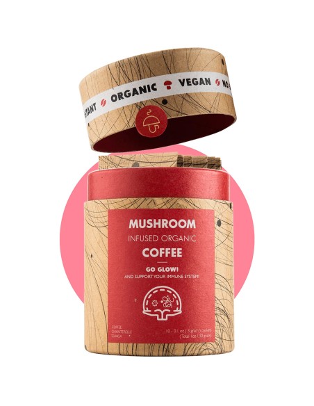 Mushroom Cups Go Glow organska instant kava s Chagom i Lisičarkama Mushroom Cups Go Glow organska instant kava s Chagom i Lisičarkama