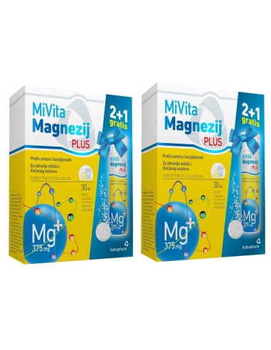 Hamapharm MiVita Magnezij Plus Šumeće tablete 30 kom 1+1 GRATIS ROK: 11/24