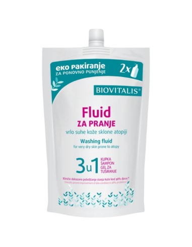 Biovitalis Fluid za pranje vrlo suhe kože sklone atopiji Refill