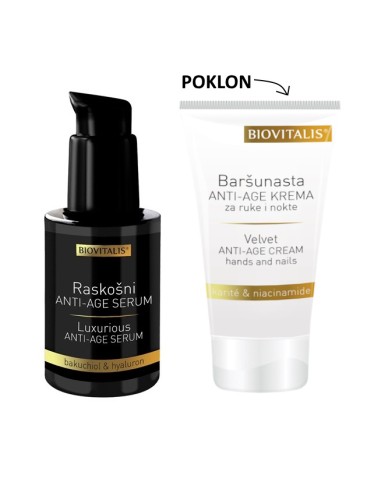 Biovitalis Raskošni anti-age serum + POKLON Baršunasta anti-age krema za ruke i nokte