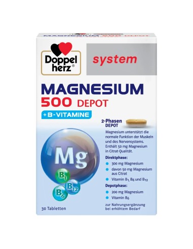 Doppelherz System Magnezij 500 Depo + B vitamini tablete