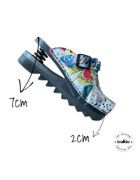 Baldo Klompe 23/19 Chunky Stampa Fondo Nero