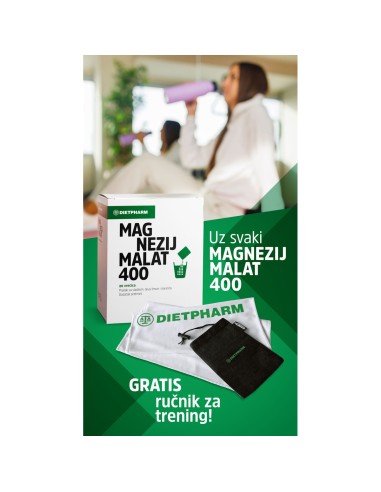 Dietpharm Magnezij Malat 400 prašak + POKLON sportski ručnik