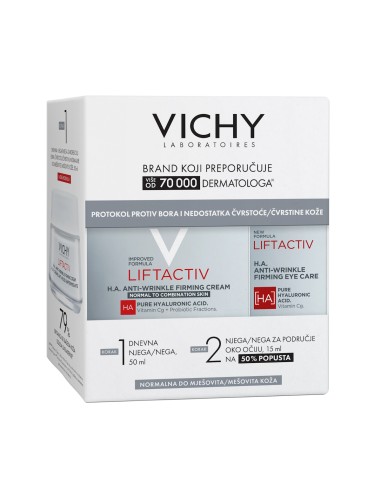 Vichy Liftactiv H.A. Anti-Wrinkle protokol protiv bora i nedostatka čvrstoće za normalnu do mješovitu kožu Promo Pakiranje