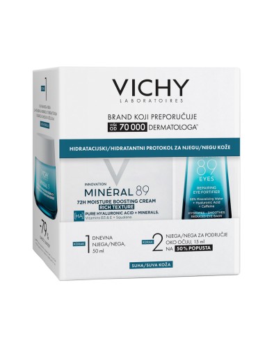 Vichy Mineral 89 Hidratacijski protokol za njegu suhe kože Promo Pakiranje