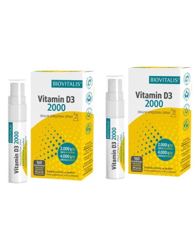 Biovitalis Vitamin D3 2000 oralni sprej 1+1 PROMO